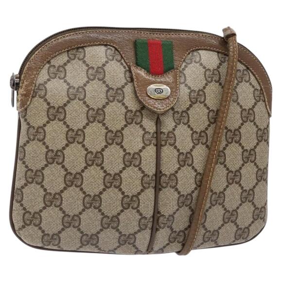 GUCCI GG Supreme Web Sherry Line Bag Pvc Beige Gold 98 02 047 - Picture 1 of 16